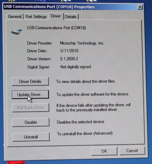 Click on Update Driver. If this choice is greyed out, then go to the "General" tab and click on "Change Settings"
