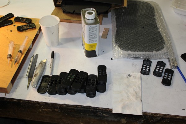 The 3D printed remote controls. Each remote took 1 hour to print, and because we were having plastic issues with our printer, they had to be babysat, and frequently restarted. After printing, each one had to be sanded and cleaned.